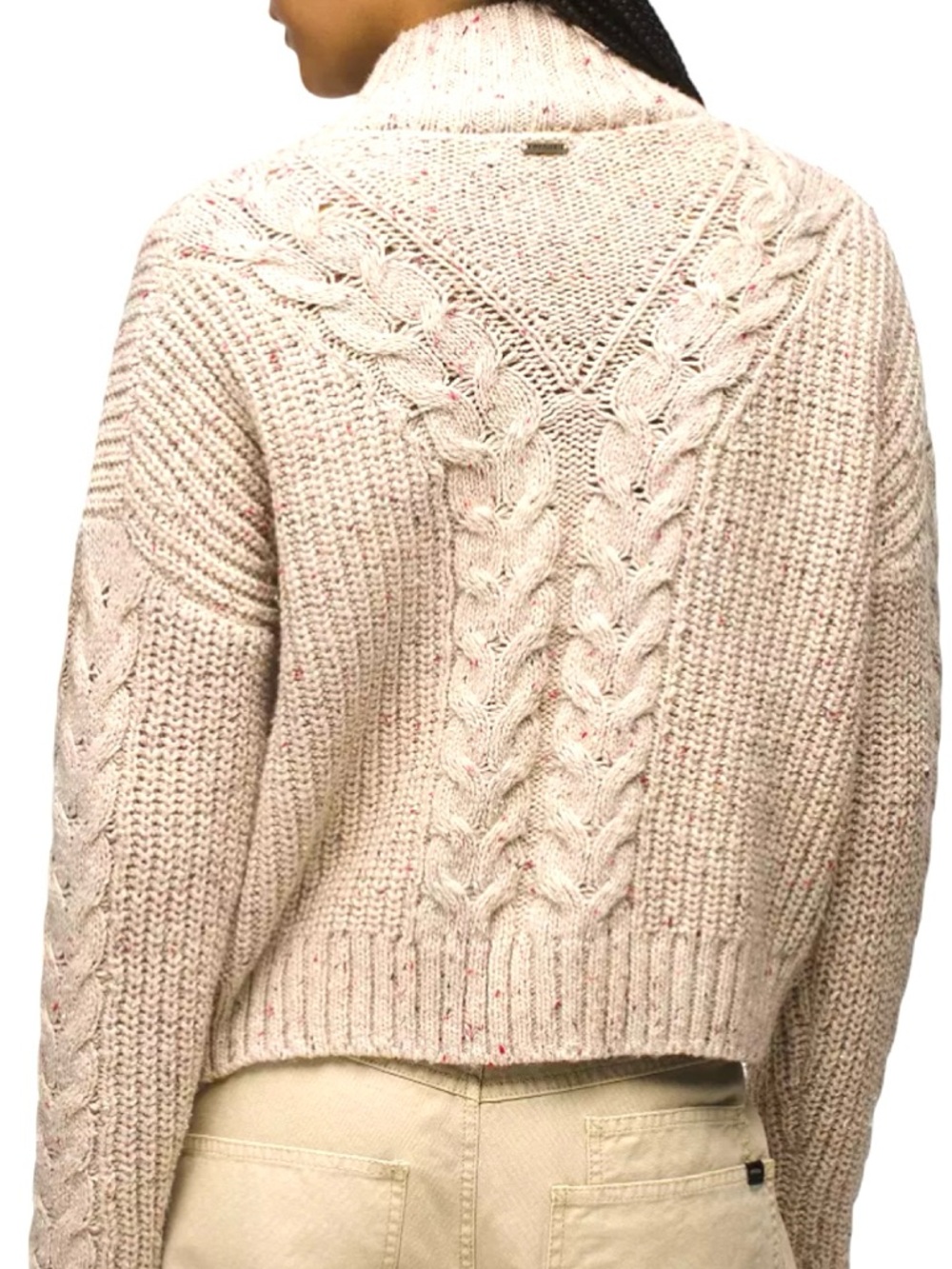 prAna Women's Laurel Creek Cream Cable-Knit Half-Zip Sweater - Picture 3 of 8
